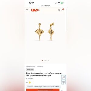 UNO de 50 Gold Manta Ray Earrings